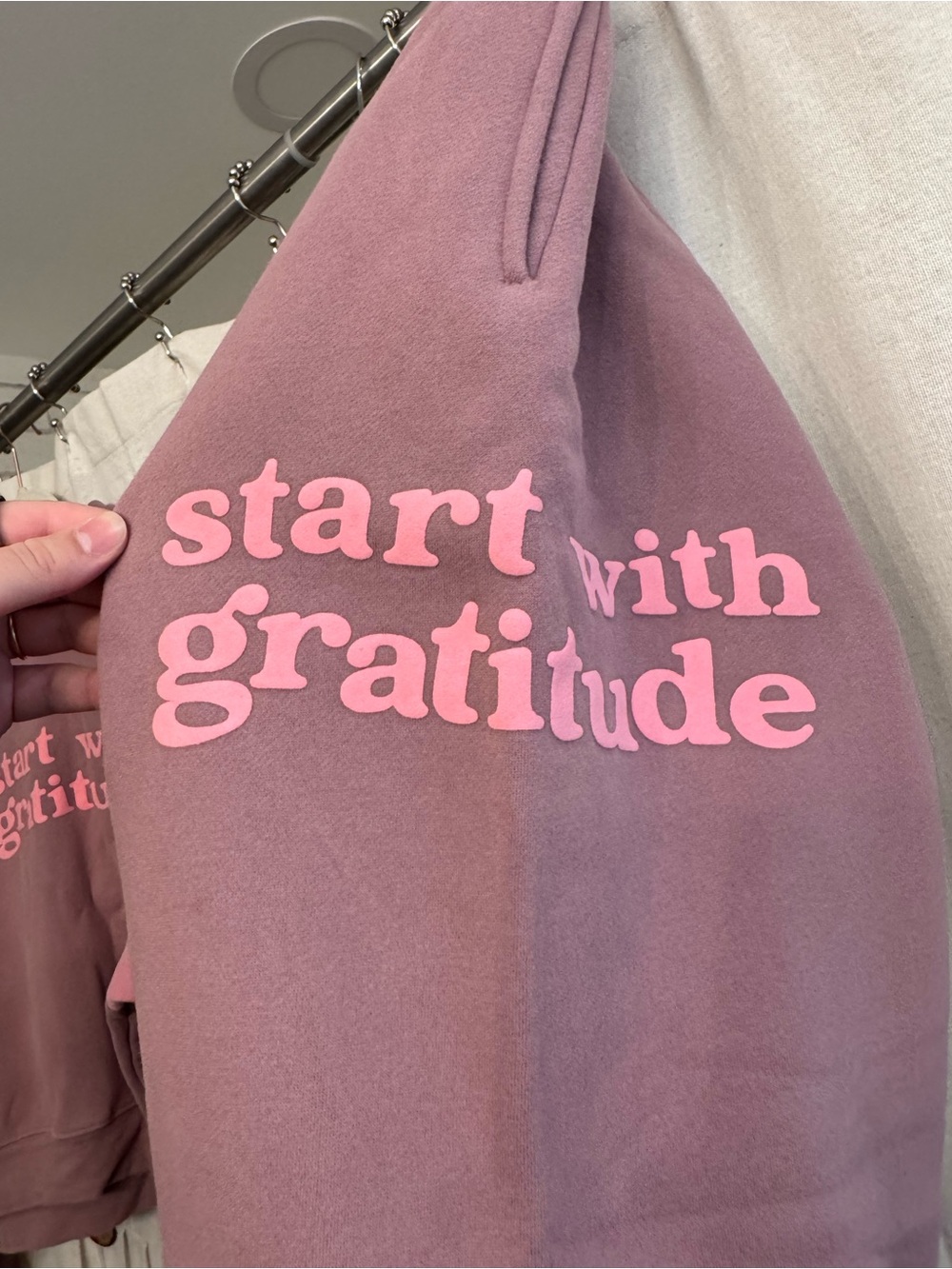 Start With Gratitude Pink Colorblock Cropped Sweatshirt - Picture 5 of 6